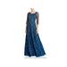 Aidan Mattox Womens Embellished 3/4 Sleeves Evening Dress