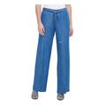 CALVIN KLEIN Womens Blue Solid Wide Leg Pants Size XL