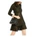 MICHAEL KORS Womens Black Glitter 3/4 Sleeve Jewel Neck Mini Ruffled Dress Size PM