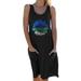 9.Sexy Dance Women Basic Summer Pockets Dress Ladies Causal Loose Crew Neck T Shirt Dress Ladies Leisure Office Work Sleeveless Long Top Tunic Dress Black L(US 12-14)