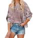 Sexy Dance Women Fashion Off Shoulder Blouse Tie Die Print Pullover Long Sleeve Loose Top Ladies Loose T-Shirt Tie-Dye Gradient Shirts Girls Long Sleeve Blouse T Shirt