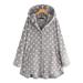 AngelBee Women Warm Polka Dot Long Sleeve Coat Hoody Plush Irregular Jacket (Grey L)