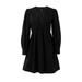 Atralife Ladies Dress New Puff Sleeve Dress Deep V Neck Long Sleeve Sexy Midi Skirt