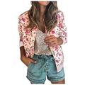 MIARHB Womens Retro Floral Printing Zipper Up Jacket Casual Tops Coat Outwear