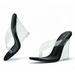 Cape Robbin Fresh Transparent Wedge Sandals Black Open High Clear Platform Mule (6.5, BLACK)