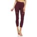 YDX juniors athleisure Mesh Yoga Pants high-Rise Gym Leggings Bottoms only Burgundy Tall Size Medium