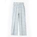 Lumento Women Casual Pants Homesuit Plaid Bottoms Trousers Elastic Waist Pockets Light Blue(Women) 3XL