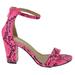 Top Moda Women's HAnnah-1 Ankle Strap High Heel Sandal, Neon Pink Snake (8, Neon Pink Snake)