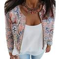 Women's Floral Print Slim Casual Summer Cardigan Jacket Coat Outerwear with Zipper