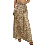 SANNEDONG Women Summer Sexy Skirt Full Floral High-Waist No Lining Ankle-Length Semi-Dress Long Skirt Zipper Elegant For Girls