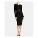 RACHEL ROY Womens Black Long Sleeve Crew Neck Below The Knee Sheath Evening Dress Size XL