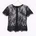 ZDMATHE Black/ White Color Women Summer Casual T-shirt O Neck Solid Lace Crop Zipper T-shirts Short Sleeve Hollow Out Tops Plus Size