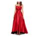 BETSY & ADAM Womens Red Solid Strapless Tea-Length Fit + Flare Formal Dress Size 4
