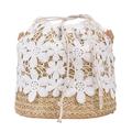 Winnereco Retro Women Woven Lace Flower Shoulder Bag Drawstring Mini Purse (B Khaki)