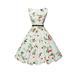 Women's Sleeveless Swing Dress Floral Print Vintage Style 1950s Prom Cocktail Dress