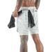 Xingqing Men Running Quick-drying Shorts Polyester White Camouflage XL
