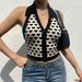 Sunisery Womens Fashion Halter Vest Y2K Sexy Printed Knitted Tank Tops Slim Fit