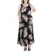 24seven Comfort Apparel Women's Plus Size Leaf Print Sleeveless Pocket Maxi Dress