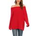 Women Winter Casual Fluffy Knit Sweater Tops Autumn Batwing Off Shoulder Chunky Pullover Shirt Tops Oversized Loose Jumper Baggy Knit Jumpers