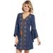 Cowgirl Up Womens Navy Modal Bell Sleeve Dress L/S M