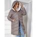 Astrid Women's Plus Size Fuzzy Collar Button Front Puffer Coat