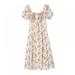 Women's Summer Wrap Floral Vintage Floral Print Split Belted Flowy Boho Beach Long Dress