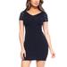 Fashionazzle Women's Boat Neck Short Sleeve with Gold Trim Bodycon Dress Mini Dress