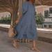 HAWEE Women's Summer Casual Boho Dress Solid Color Ruffle Short Sleeve High Waist Midi Plus Size Beach Dresses(S-5XL)