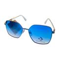 Converse Silver Womens Sunglass Fashion Square Metal, Blue Gradient Lens H095