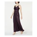 ADRIANNA PAPELL Womens Navy Ruched Heather Spaghetti Strap V Neck Maxi Empire Waist Formal Dress Size 12