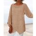 Women's Fashion Striped Long Sleeve Linen Baggy Blouse Shirt Tunic Tops