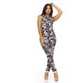 VIP JEANS VIP JEANS Skinny Sleeveless Bodycon Denim Jumpsuit Full Body Grey Camo Juniors Size 1/2