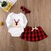 2PCS Newborn Baby Girls My 1st Christmas Tops Romper Tutu Skirt Outfits Set