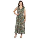 24Seven Comfort Apparel Zooey Empire Waist Plus Size Maxi Dress