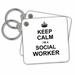 3dRose Keep Calm Im a Social Worker - job pride - funny profession work gift - Key Chains, 2.25 by 2.25-inch, set of 2