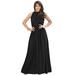 KOH KOH Long Sleeveless Bridesmaid Wedding Party Guest Summer Flowy Casual Brides Formal Evening Sexy Halter Neck Maxi Dress Gown For Women Black X-Large US 14-16 NT012