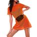 Aunavey Cover Up Mesh Dress for Swimwear Women's Casual Short Sleeve Fishnet Mini Beach Dress