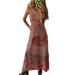 Plus Size Women Boho Long Maxi Dress Beach Holiday Party Casual Summer Sundress Kaftan Casual Long Sundress Ladies Casual Formal Cocktail Party Evening Maxi Long Dress