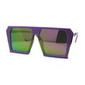 Womens Geometric Flat Top Racer Fashion Sunglasses Purple Mirror