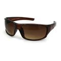 Mens Rectangular Warp Plastic Sport Bi-focal Reading Lens Sunglasses All Brown 2.75