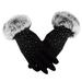 Aimik Women Fashion Rhinestone Gypsophila Gloves Winter Warm Gloves Ski Wind Protect Hands Gloves Touch Screen Gloves