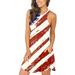 Tuscom Summer Midi Dress for Women Independence Day Loose Knee Length American Flag Print Tank Dress 4th of July Patriotic Dress Casual Spring Sundress Dress