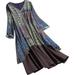 Besufy Plus Size Women Vintage V Neck Long Sleeve Floral Print Stitching Maxi Dress