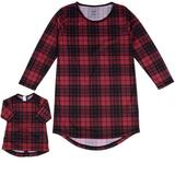 Leveret Kids & Toddler Matching Doll & Girl Nightgown Red & Black Plaid (Size 5 Years)