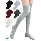 Deago 1 Pairs Women's Adorable Thigh High Cotton Socks Over Knee Tights Long Boot Stocking Knee High Leg Warmer (Gray)