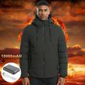 Mid-Ten Men USB Electric Heated Jacket With 10000mAH Power Bank Heating Waistcoat Washable Fashionable Heated Vest Fast Warm-Up Coat Jacket Winter Efficient Warmth Polyester Fibers 3 Speed Heating