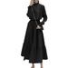 Women's Retro Turtleneck Long Sleeve Flowy Pleated Fall Dresses