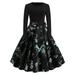 Women's Plus Size Floral Print Bow Front Fit & Flare Dress