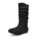 Dream Pairs Girl's Kid's Cute Zipper Flat Heel Mid Calf Boot Shoes Blvd-K Black Size 4
