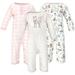 Hudson Baby Baby Girl Cotton Coveralls, 3-Pack